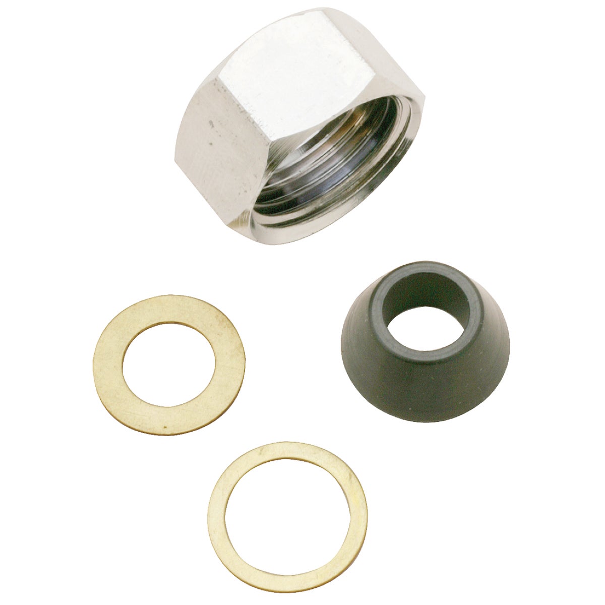 1/2 Inch X 3/8 Inch Chrome-plated Slip-joint Nut Set With Washer And Friction Ring
