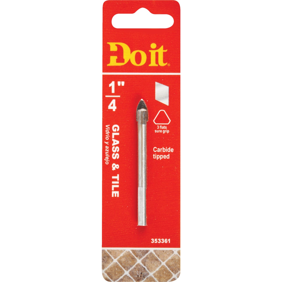 1/4 In. X 2-1/4 In. Carbide Glass & Tile Drill Bit - Specialty Drill Bit
