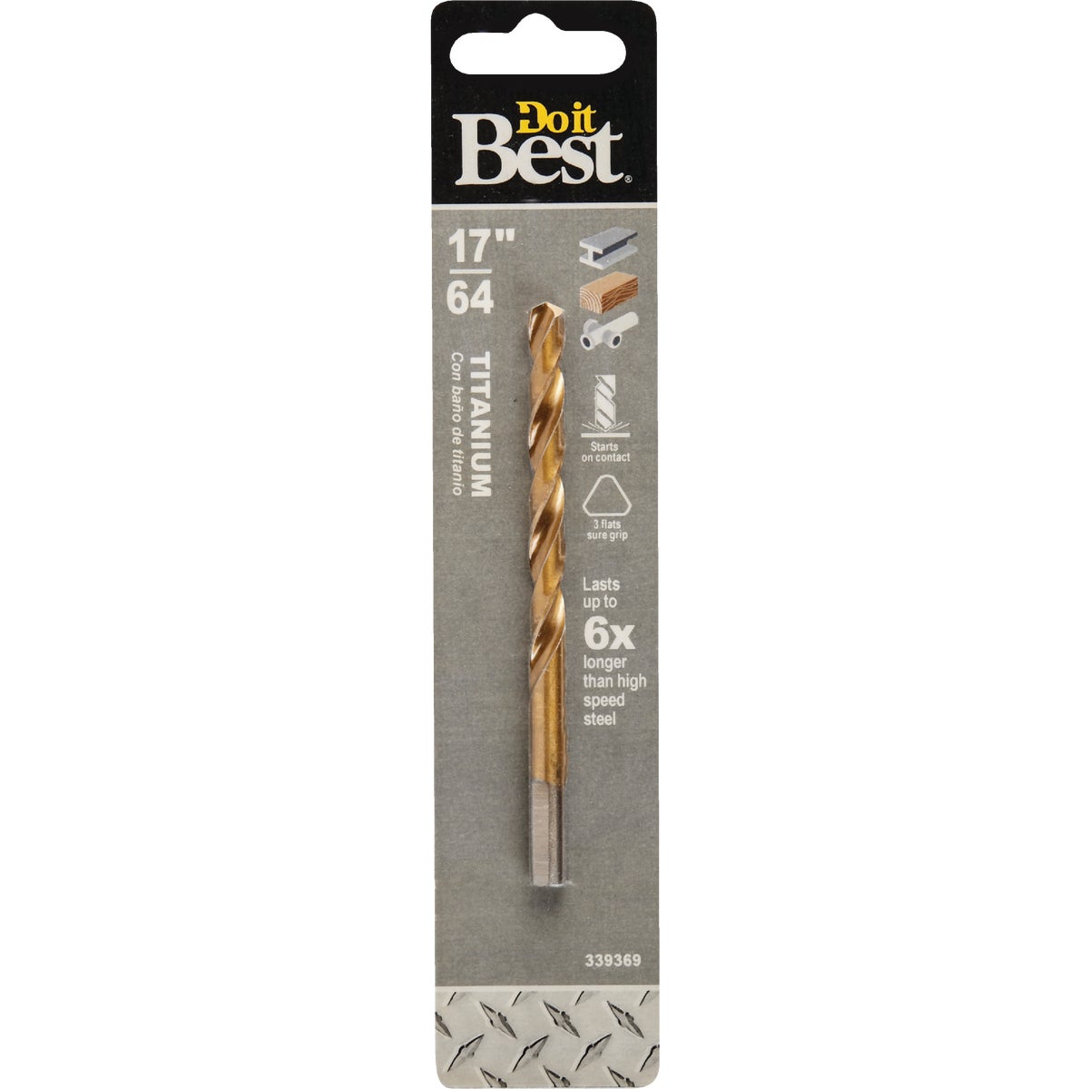 17/64 Inch Titanium Drill Bit - 4-1/8 Inch Length, 135 Degree Tip Angle