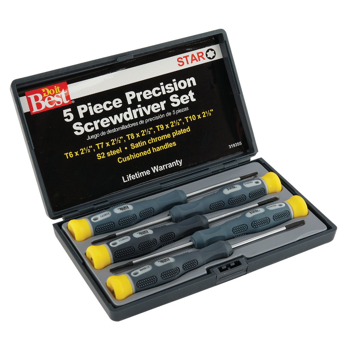 Precision Star Screwdriver Set - 5-piece With Cushion Grip Handles