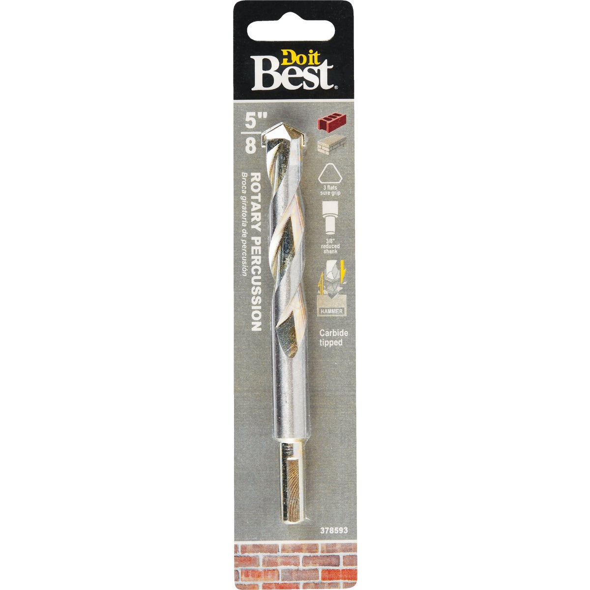 5/8 In. X 6 In. Rotary Percussion Masonry Drill Bit - Carbide Construction