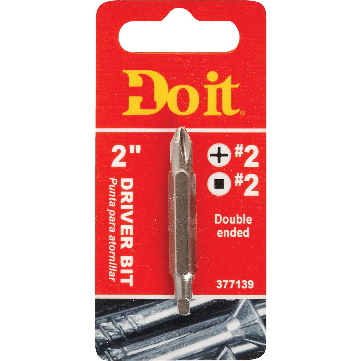 Phillips #2 Square Recess Double-end Screwdriver Bit - 2 Inch Length