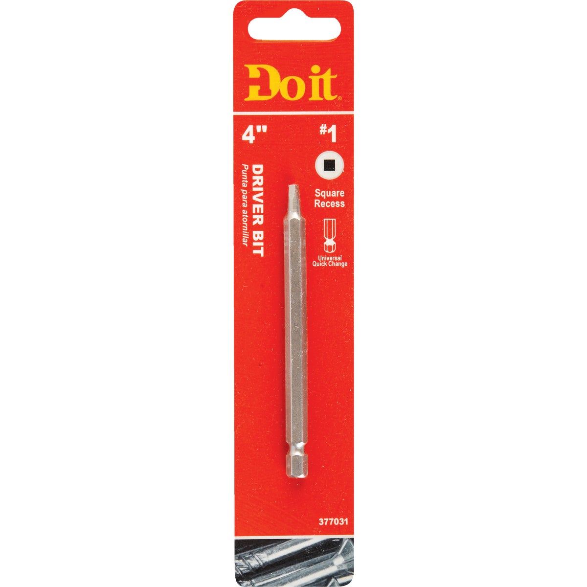 #1 Square Recess 4 Inch Power Screwdriver Bit - Cryo-temp Hardened