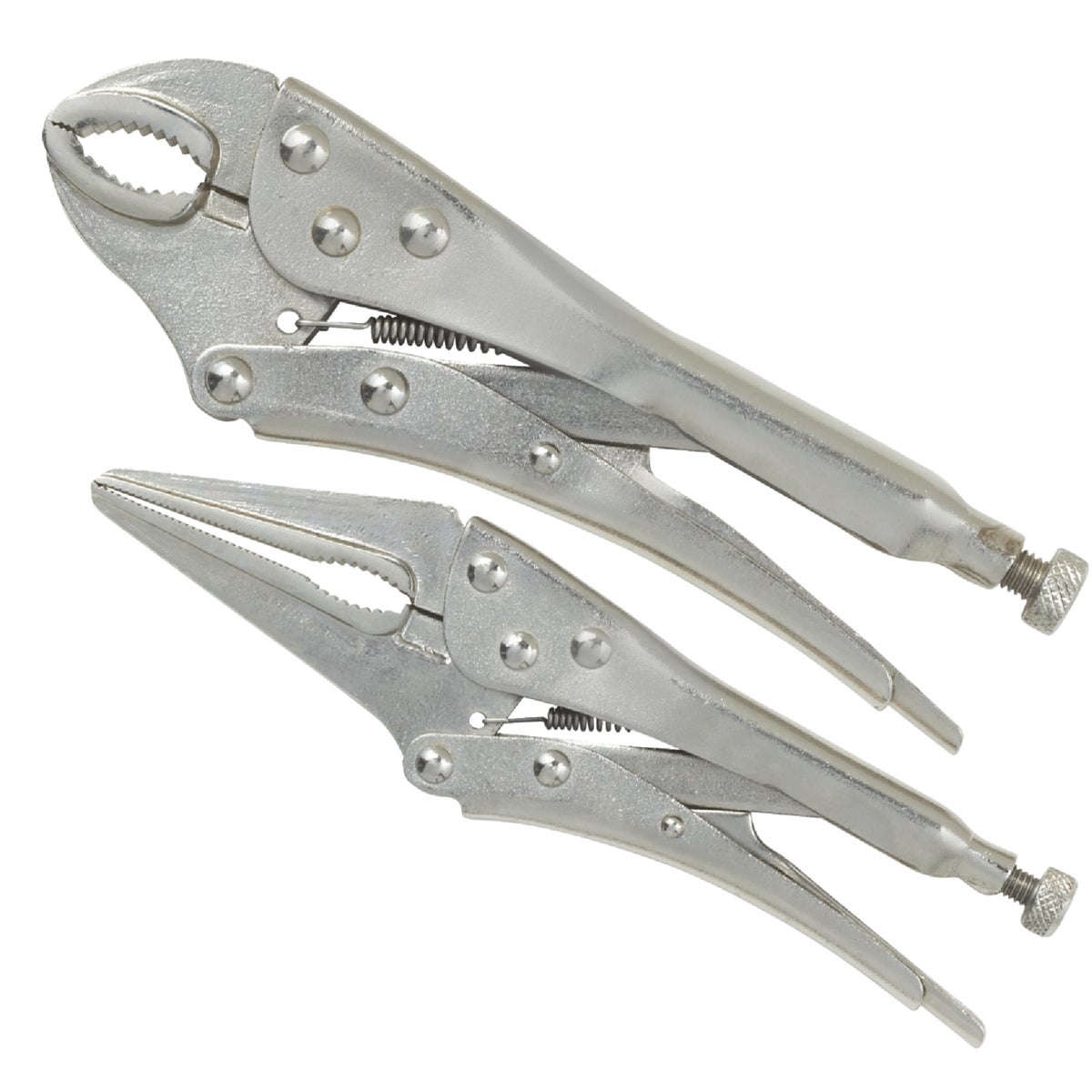 Locking Pliers Set - 2-piece With Quick-release Lever And Chrome-plated Finish