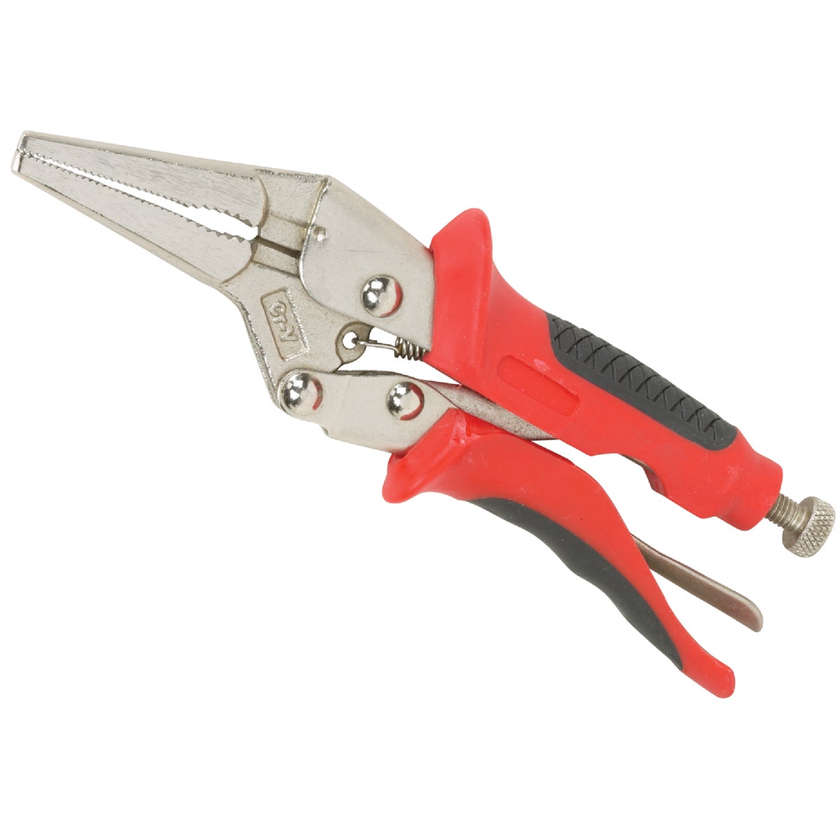 6 Inch Long Nose Locking Pliers With Serrated Jaws And Wire Cutter