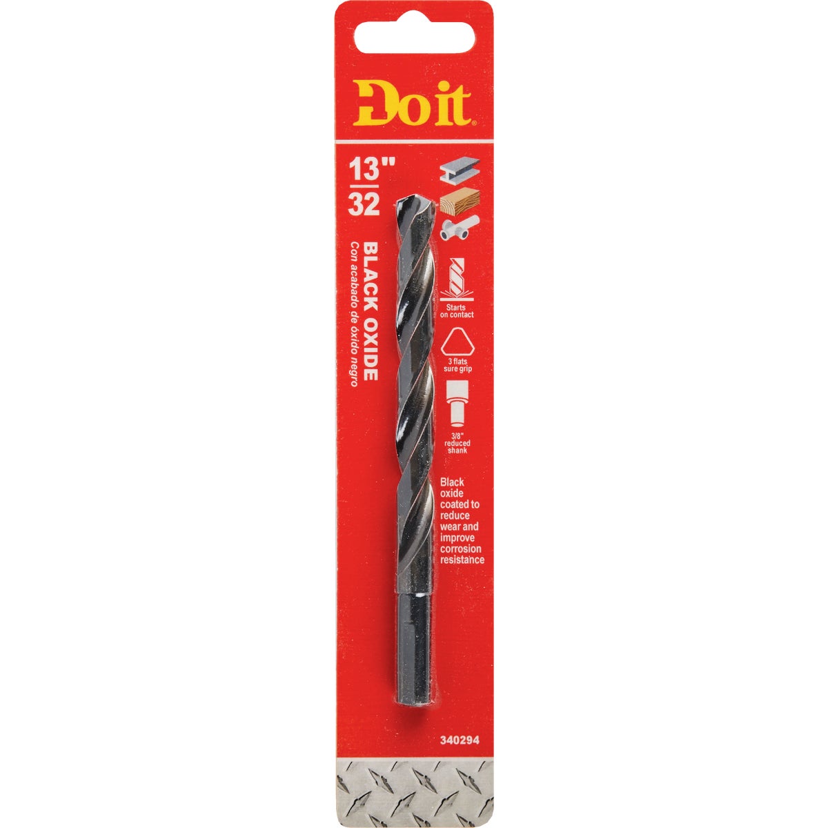 13/32 Inch Black Oxide Drill Bit - High-speed Steel, 135 Degree Tip