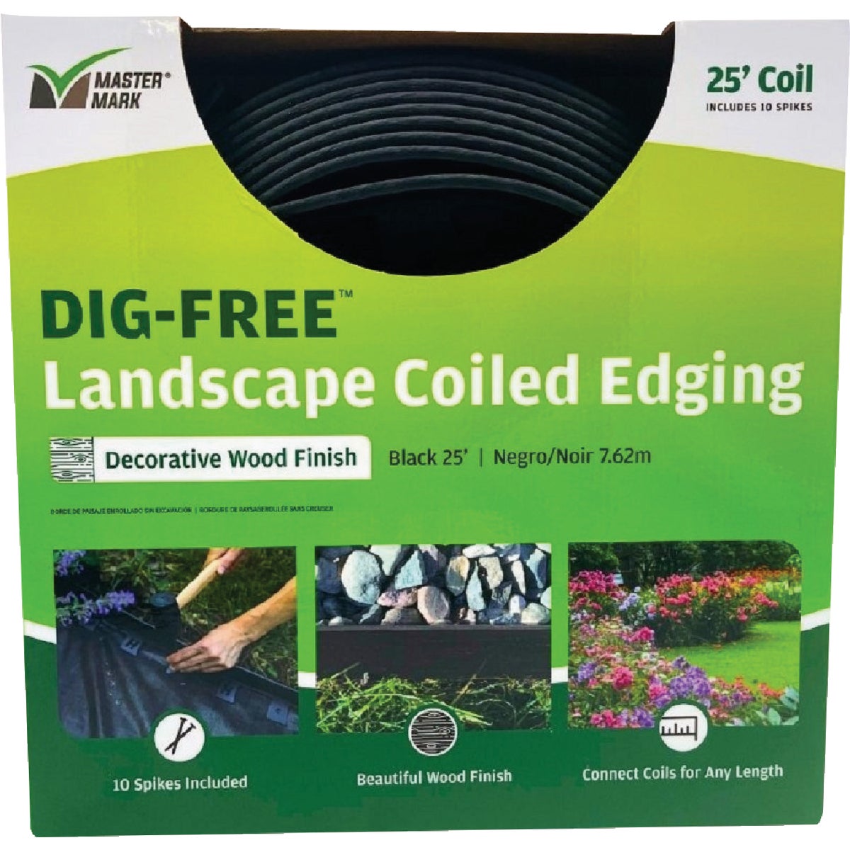 Dig-free 1.5" H X 25' L Black Recycled Plastic Landscape Edging