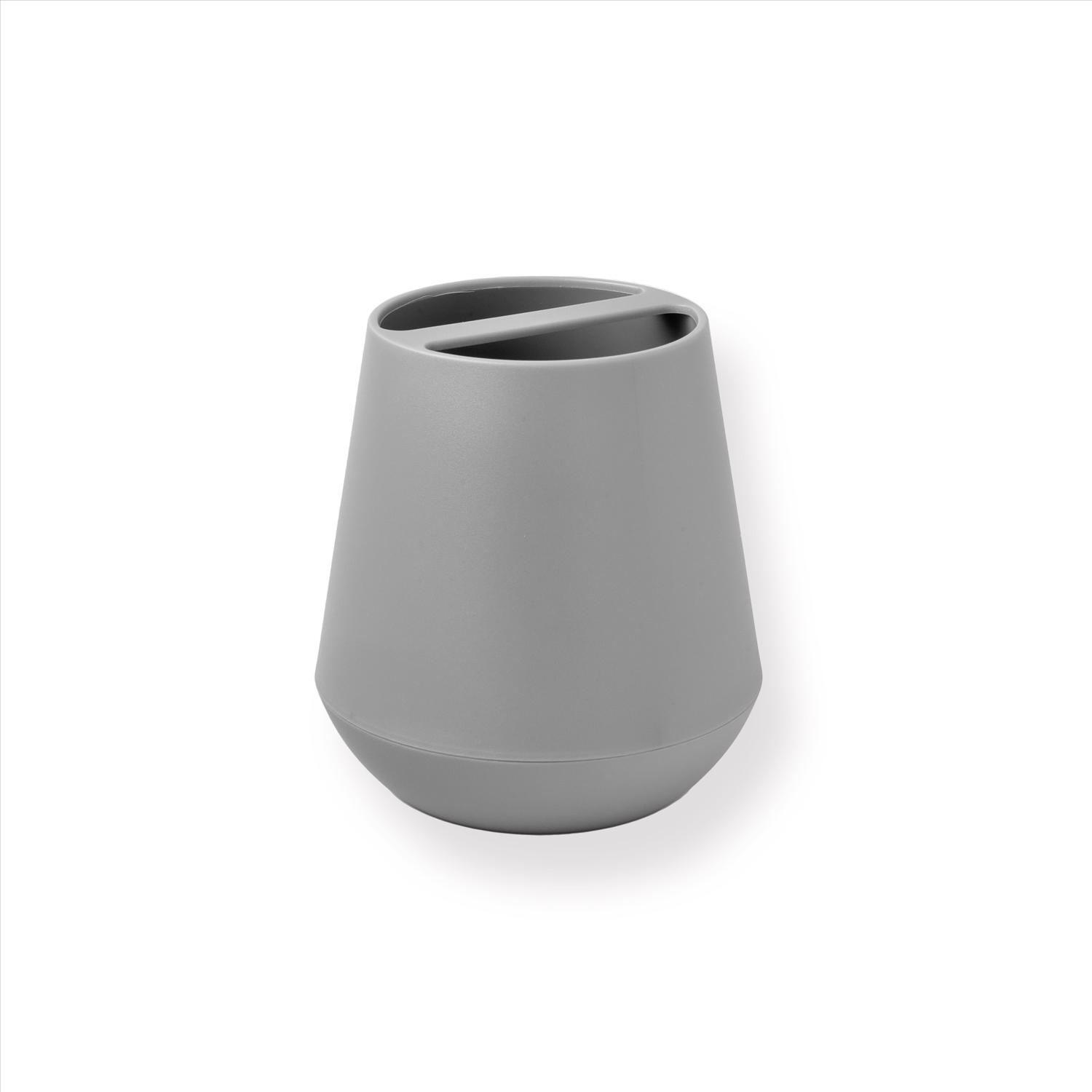 Belize Gray Plastic Toothbrush Holder - Compact Bathroom Accessory