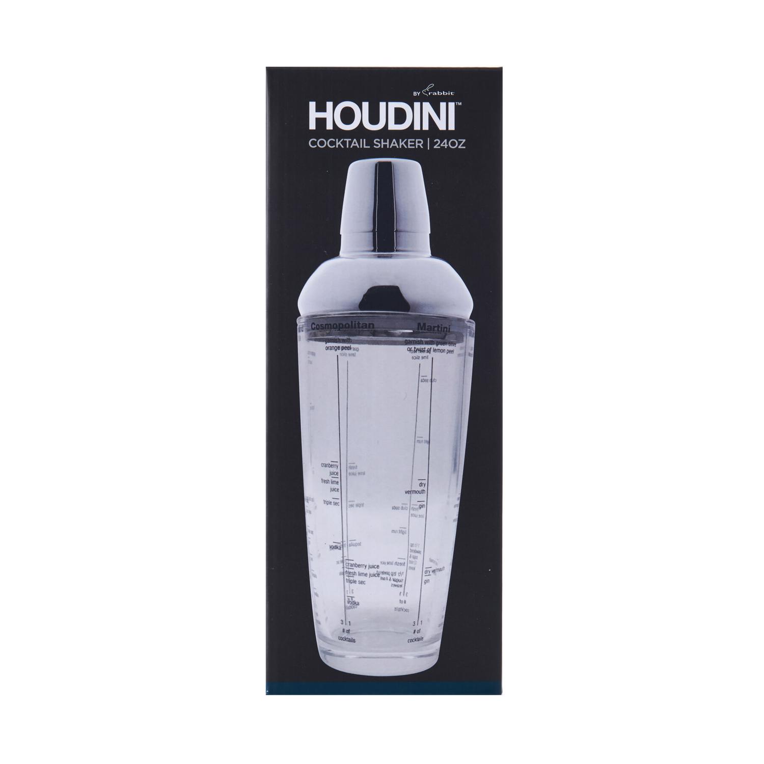 24 Oz Clear Glass And Stainless Steel Cocktail Shaker With Strainer And Jigger