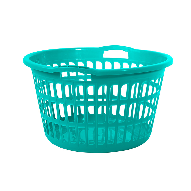 ROUND LAUNDRY BASKET - 30L - CORAL/GREEN