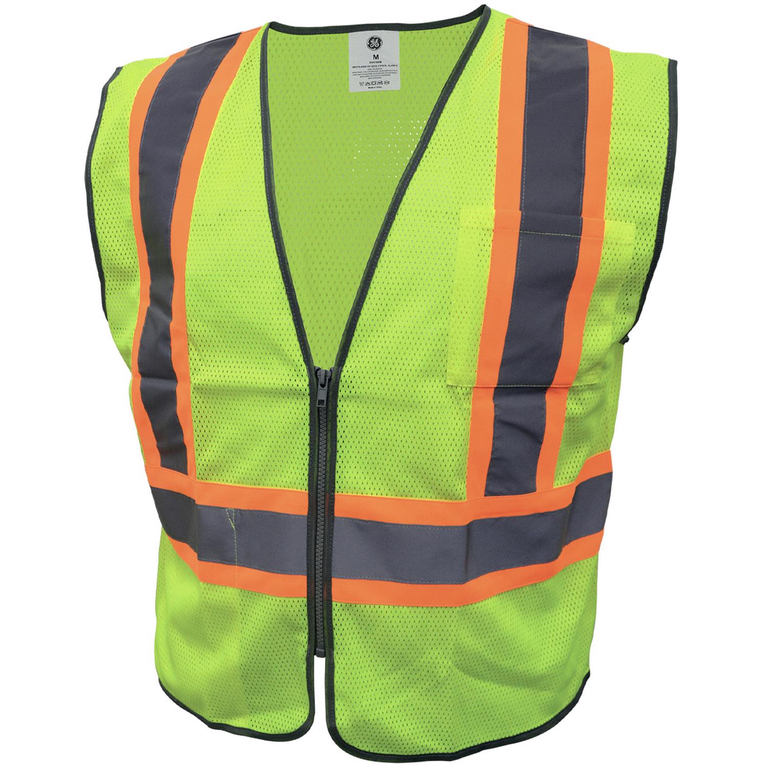 Reflective Safety Vest Green Medium With Zipper Closure