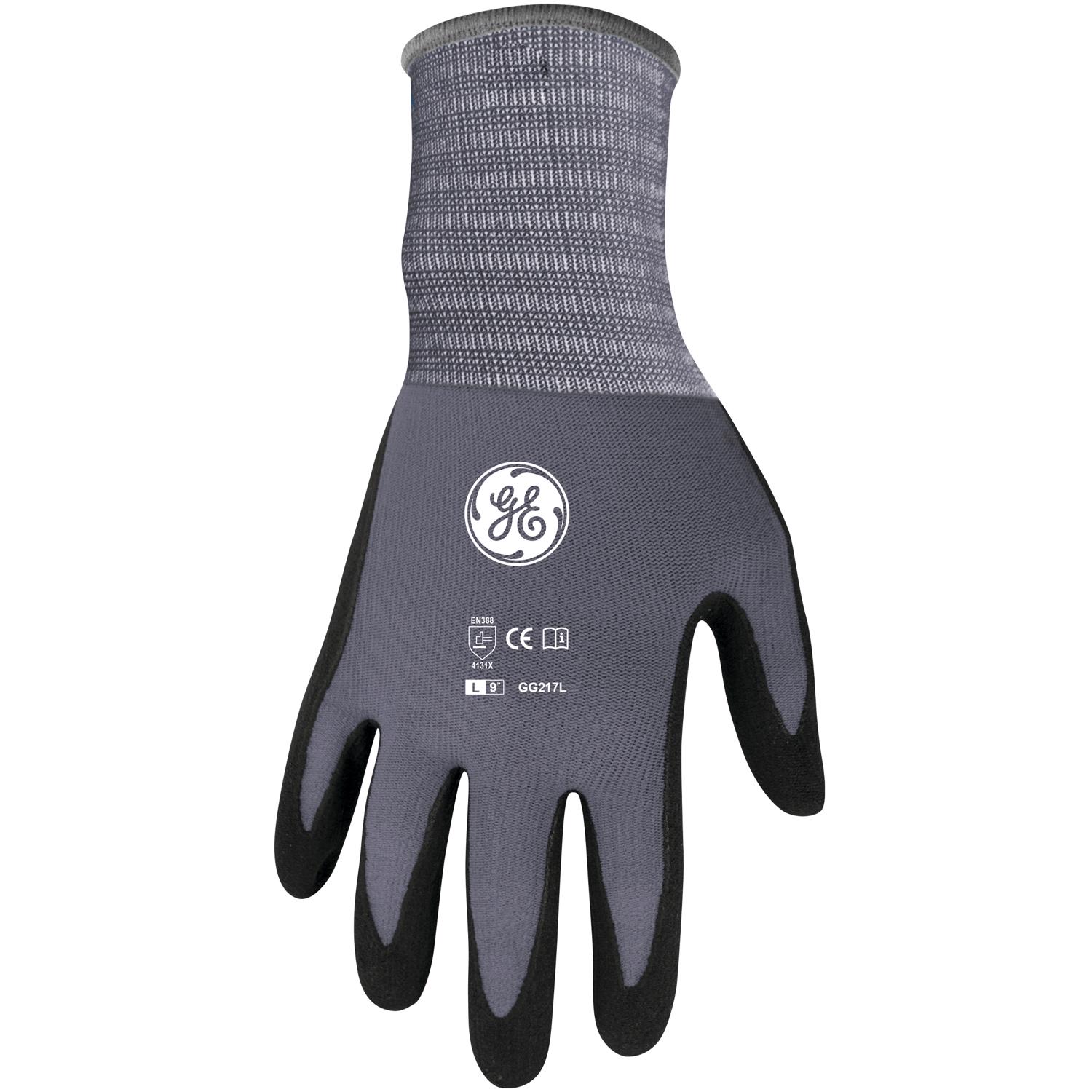 Unisex Dipped Gloves Black/gray Large 15 Gauge Micro-foam Nitrile