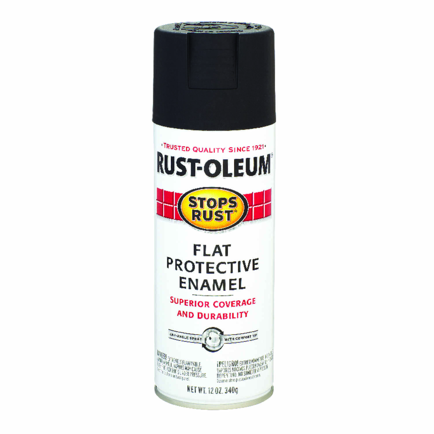 Stops Rust Spray Enamel, Flat Black, 12-oz.