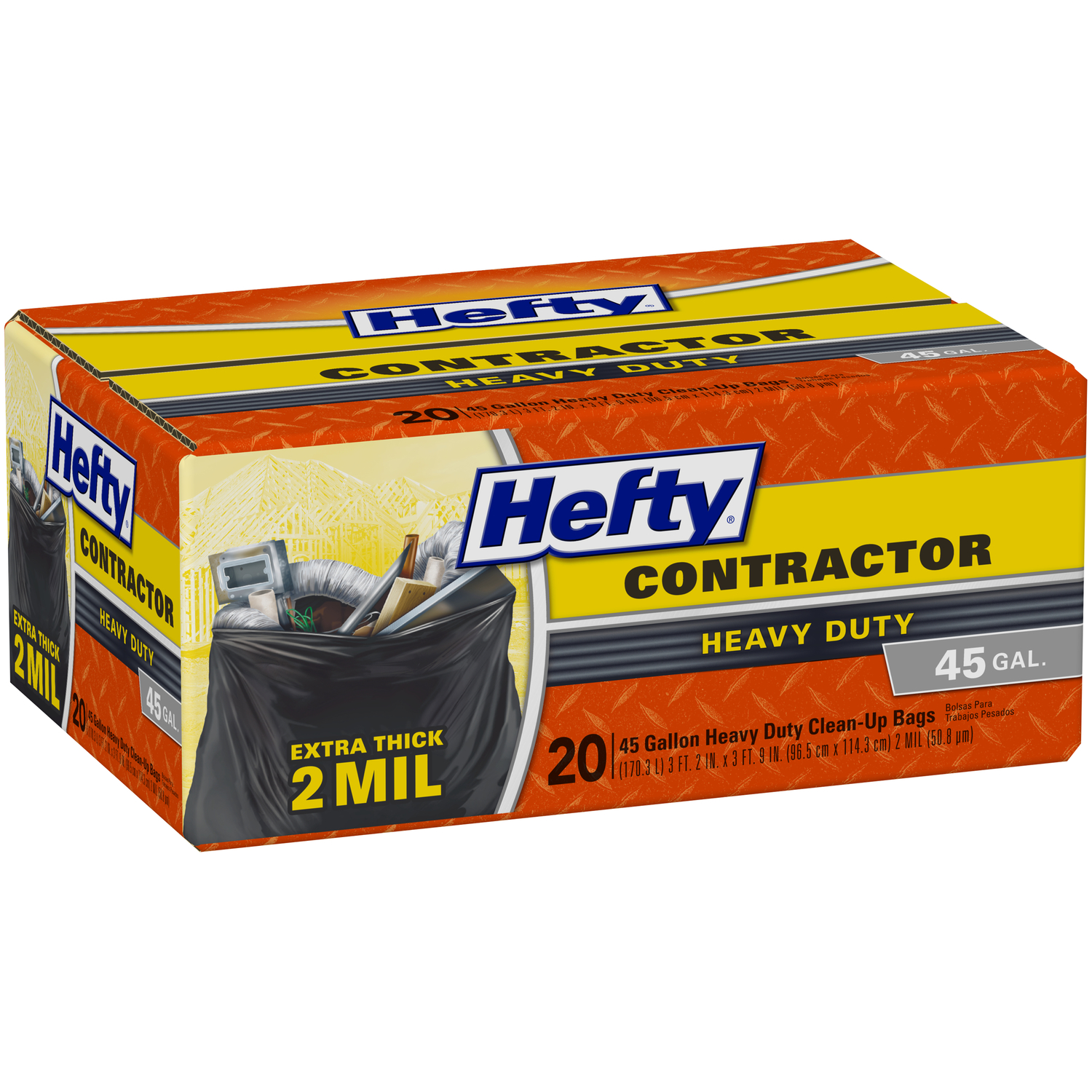 Hefty 45 Gal. Contractor Black Trash Bag (20-Count)