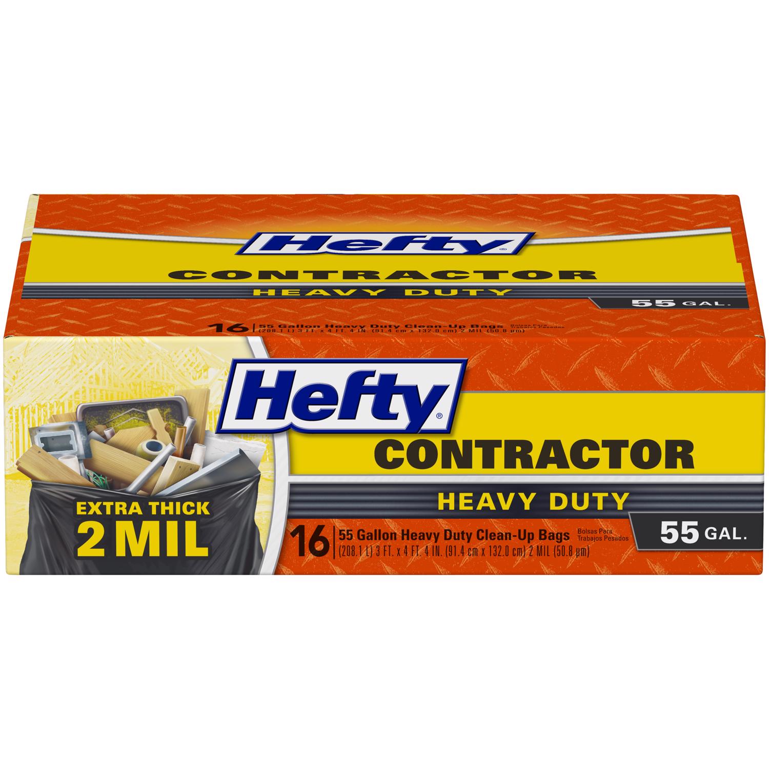 Hefty 55 Gal. Contractor Black Trash Bag (16-Count)