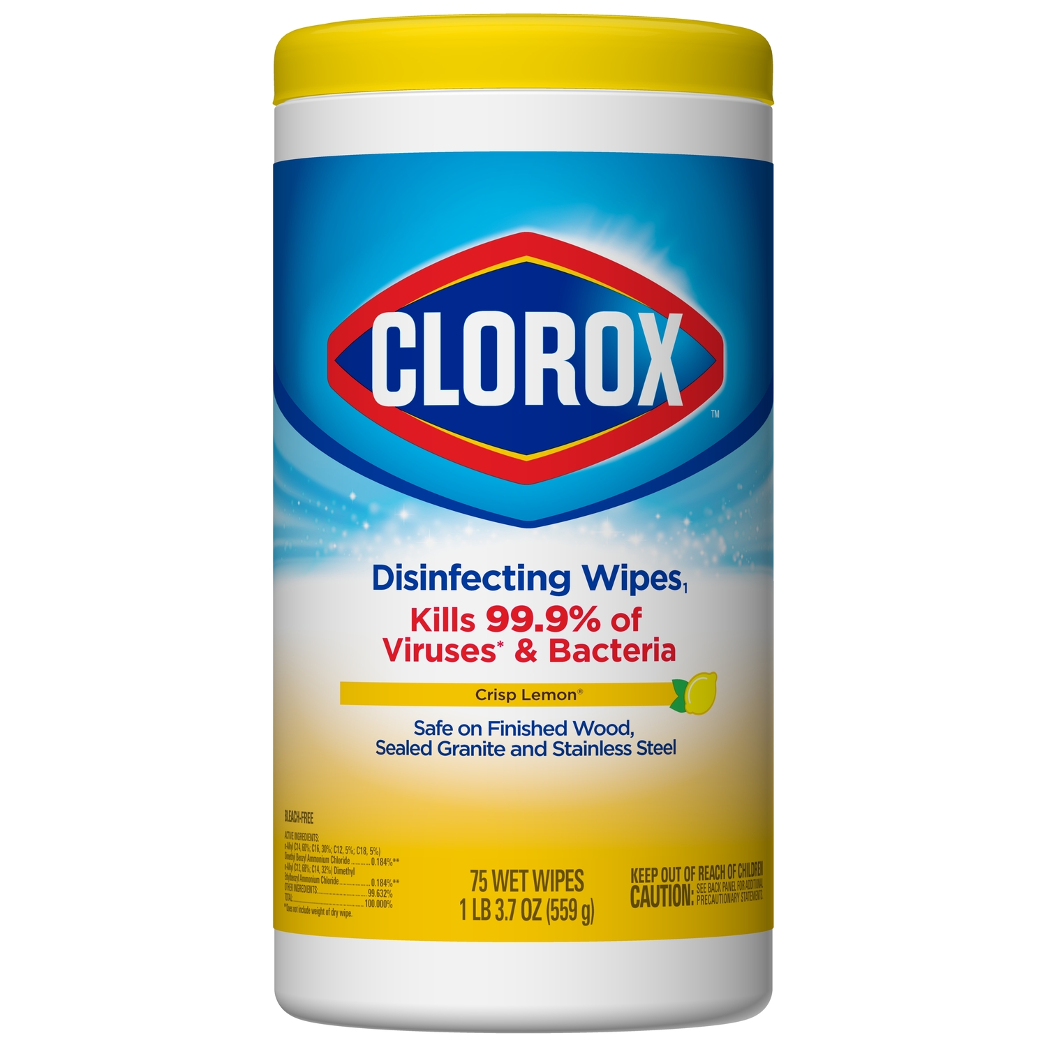 Clorox Crisp Lemon Disinfecting Cleaning Wipes Tub (75-Count)