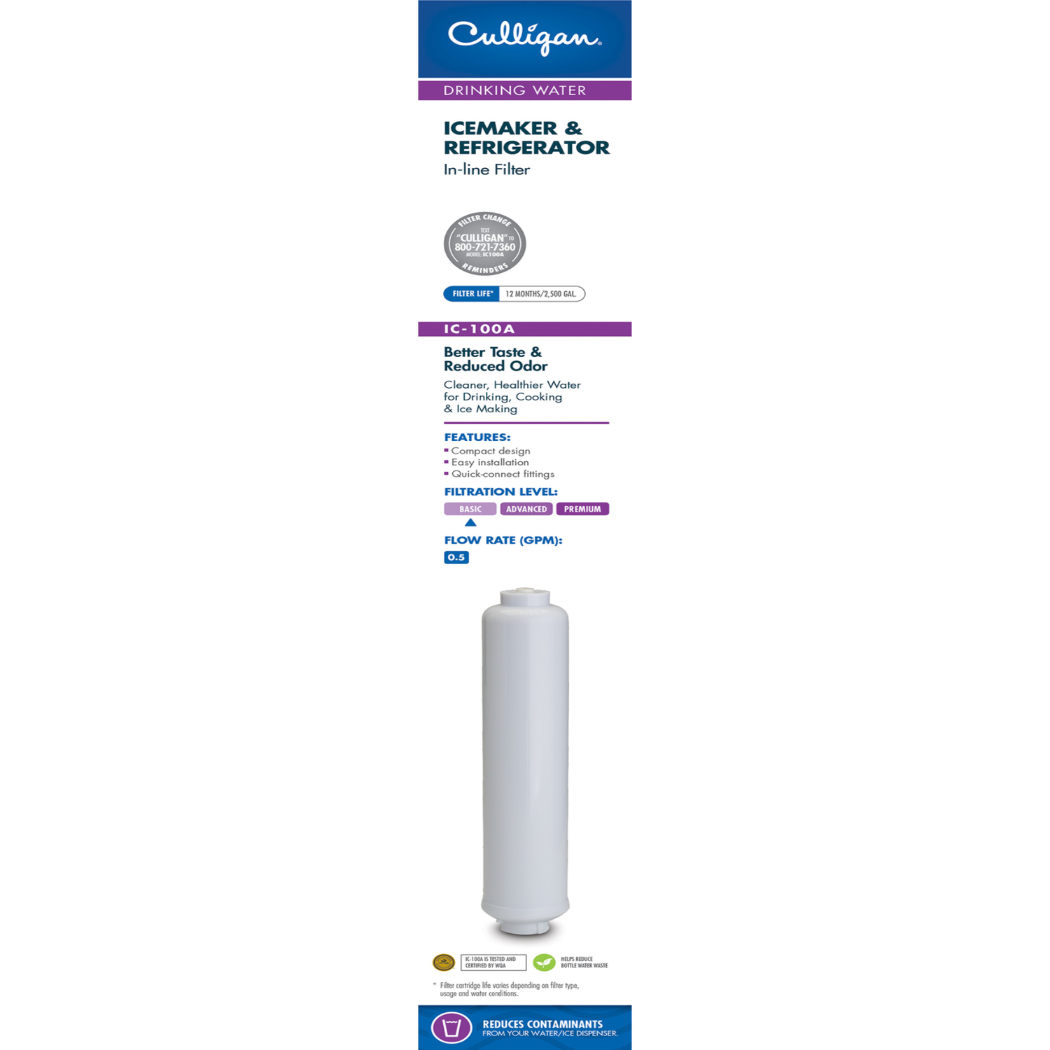 Inline Icemaker / Refrigerator Dispenser Drinking Water Filter