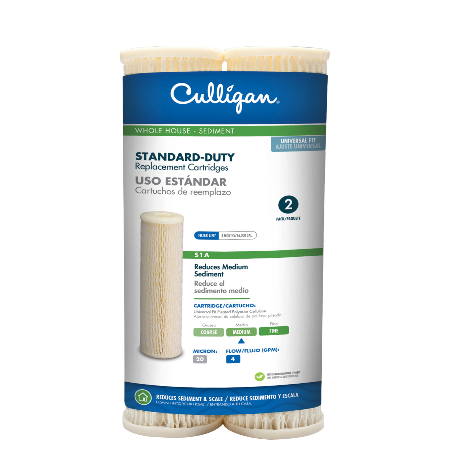 Culligan S1-A Sediment Whole House Water Filter Cartridge, (2-Pack)