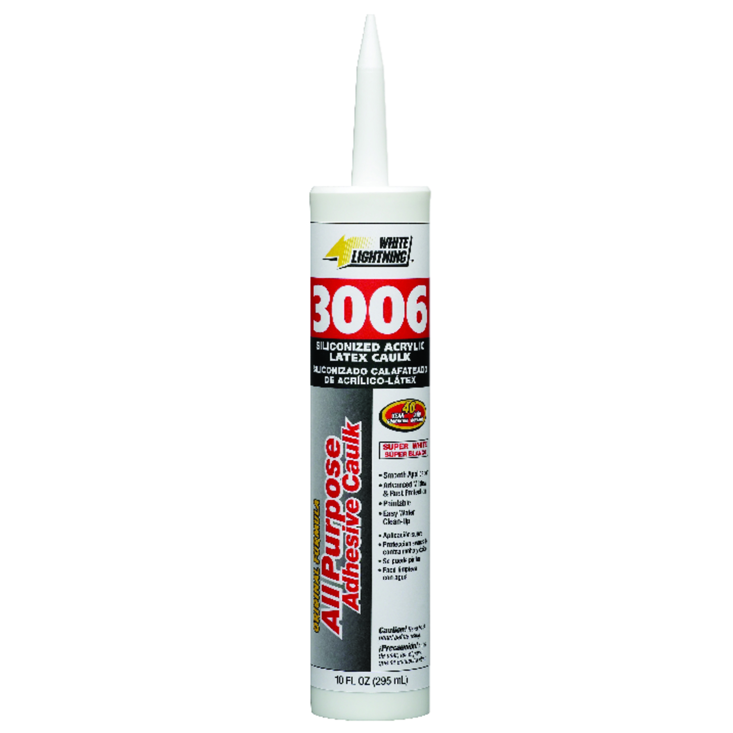 Adhesive Caulk, White, 10-oz.