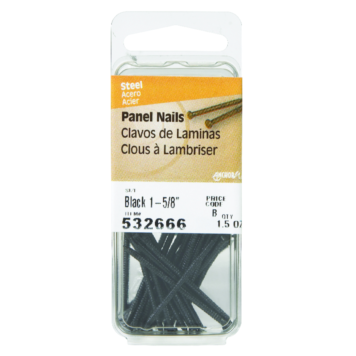 532666 1.5 oz Panel Nails Black - 1.625 in. - pack of 6