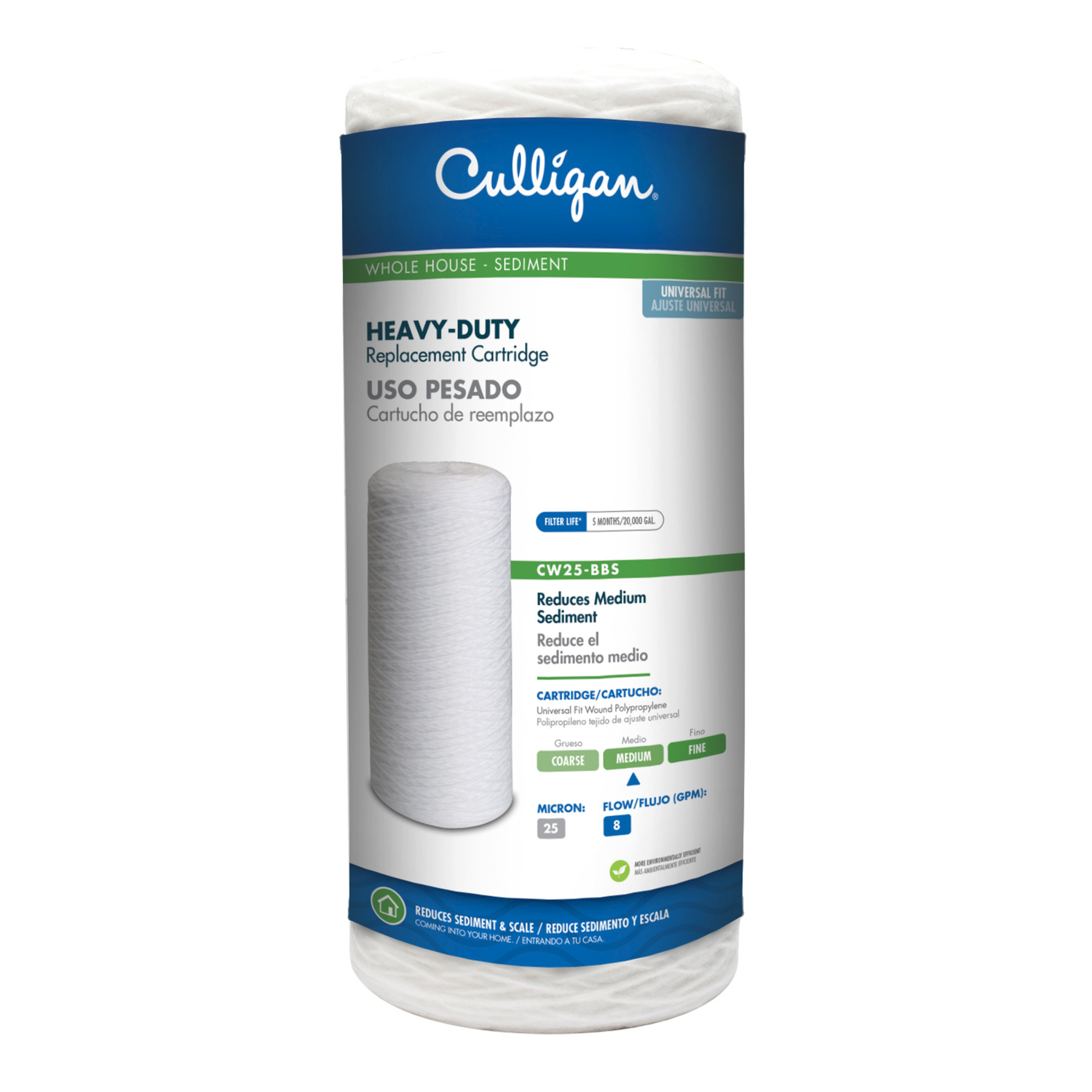 Sediment Water Filter Cartridge, Whole House, Heavy-Duty