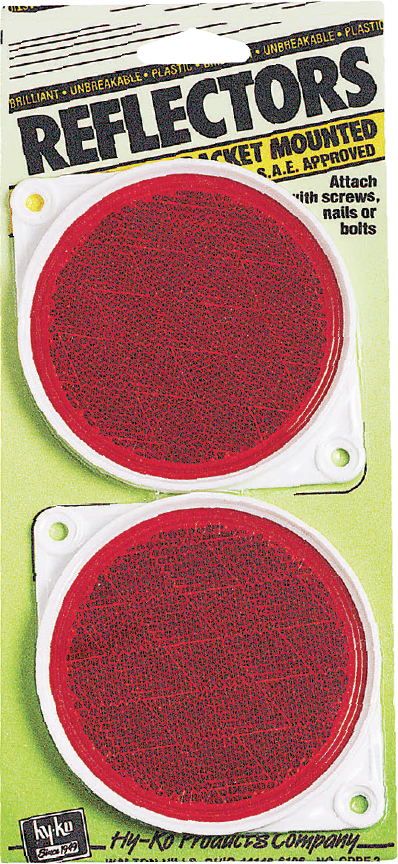 Hy-Ko 3-1/4 In. Dia. Round Red Bracketed Nail-On Reflector (2-Pack)