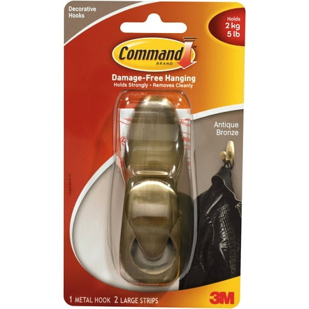 Command Forever Classic Large Metal Hook, Antique Bronze Finish, Model Fc13-ab
