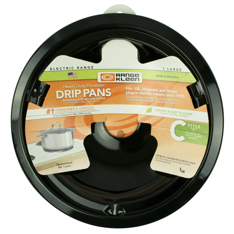 Electric 8" Style C Round Black Porcelain Drip Pan - Model P180