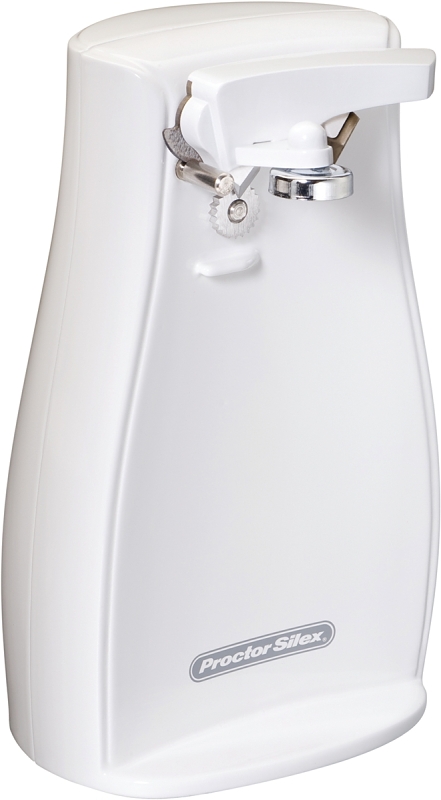 White Electric Can Opener With Knife Sharpener And Magnetic Lid Holder