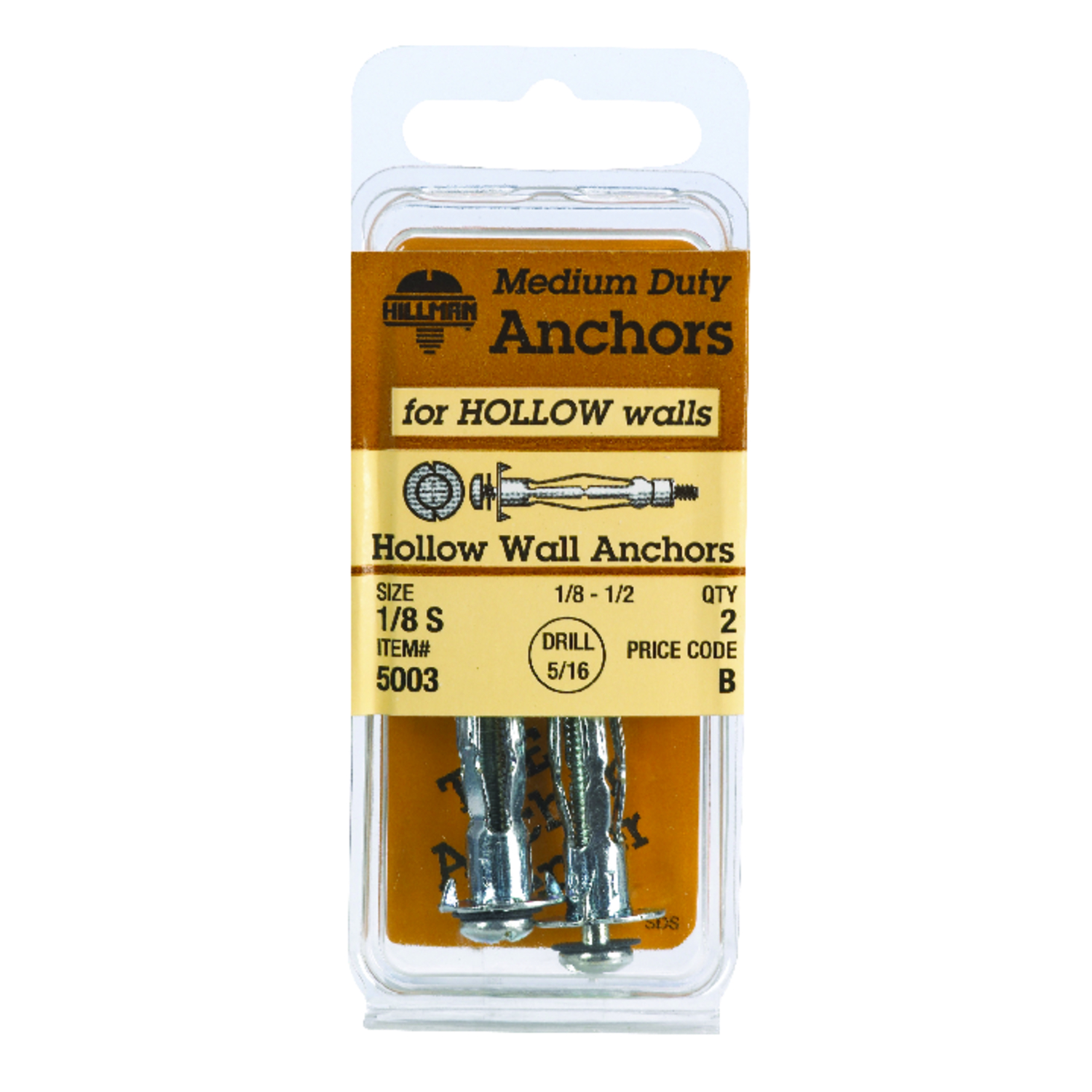 Hillman 1/8 In. Small Standard Hollow Wall Anchor (2-Count)