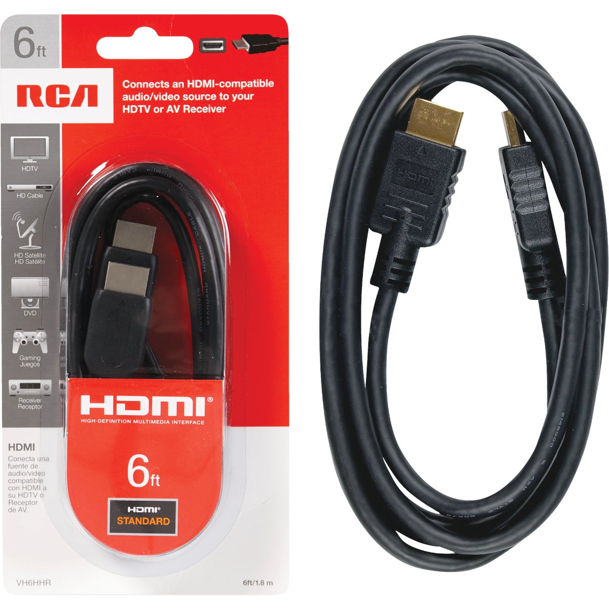 6 Ft. Black Standard Hdmi Cable - High Definition Audio/video Transfer