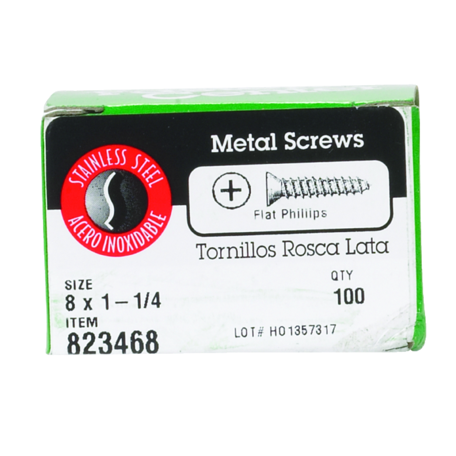 Sheet Metal Screws, #8 x 1-1/4 In., 100-Pk.