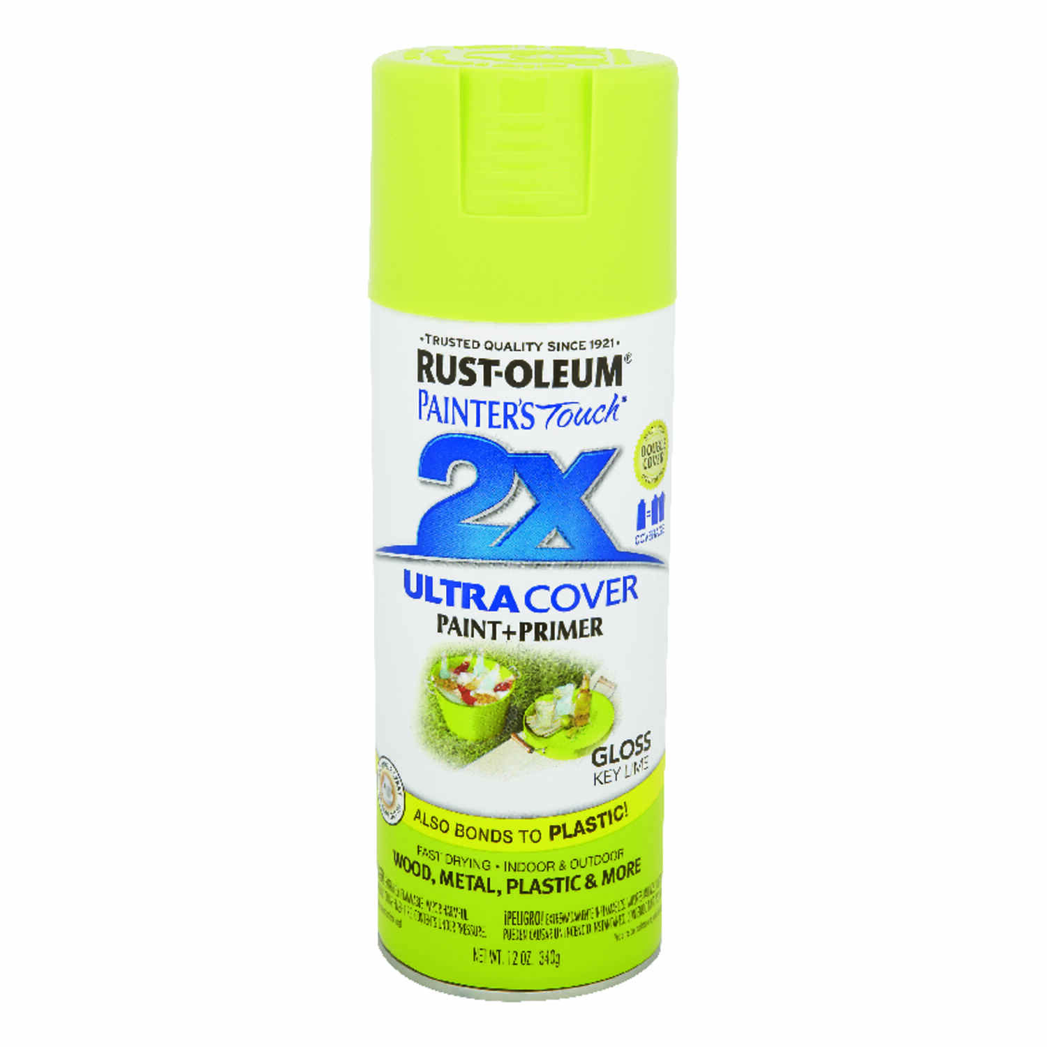 2x Ultra Cover 12 Oz. Gloss Spray Paint, Key Lime