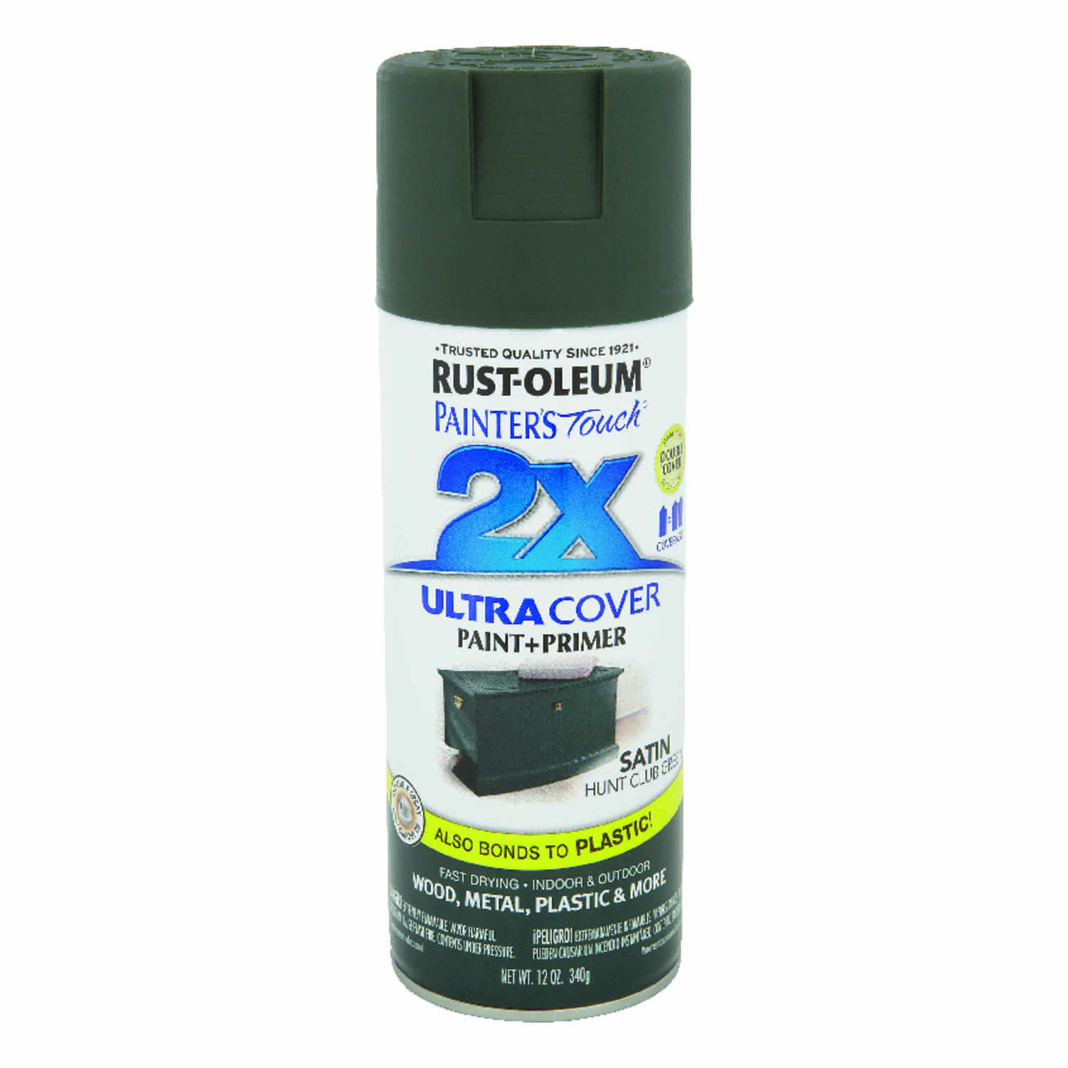 Painter's Touch 2x Ultra Cover 12 Oz. Satin Spray Paint, Hunt Club Green