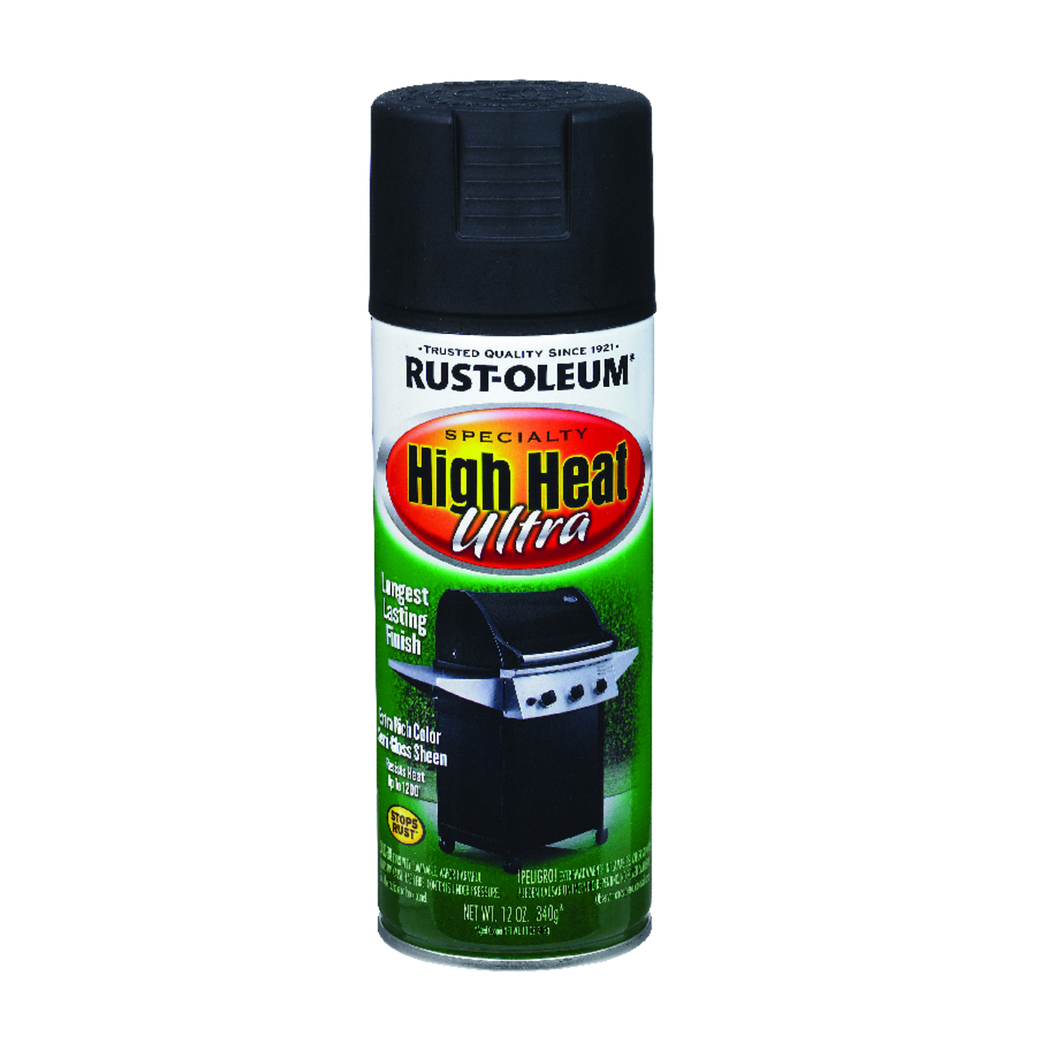 High-Heat Spray Paint, BBQ Semi-Gloss Black, 12-oz.