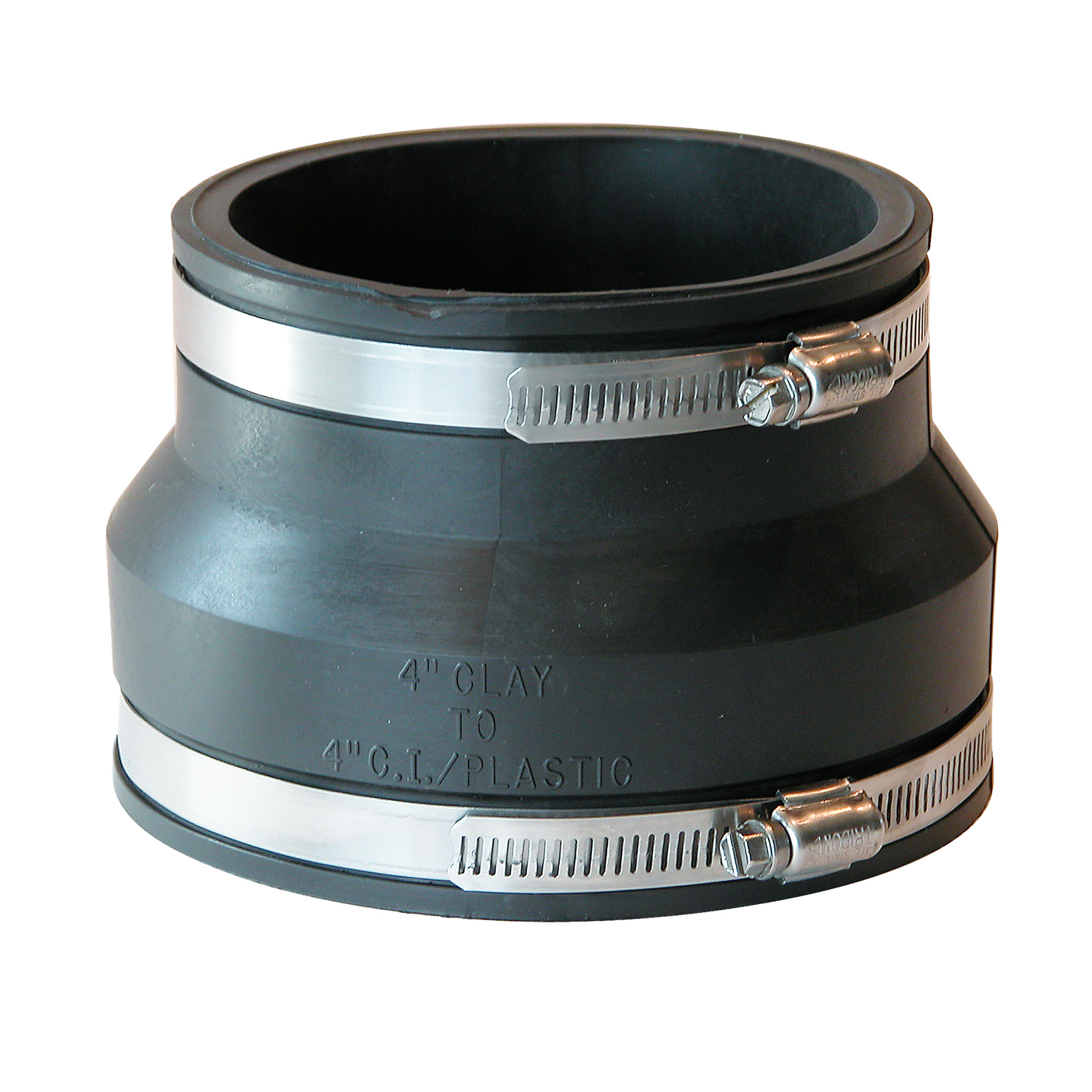 Fernco 4 In. x 4 In. Clay to Cast Iron or Plastic Reducing  PVC Coupling