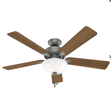 Swanson 52 Inch Matte Silver Ceiling Fan With Led Light Kit