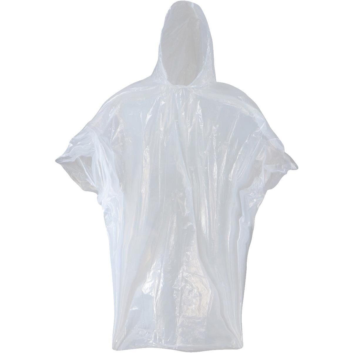 50 In. X 80 In. Clear Disposable Rain Poncho - Economy Weight Pe