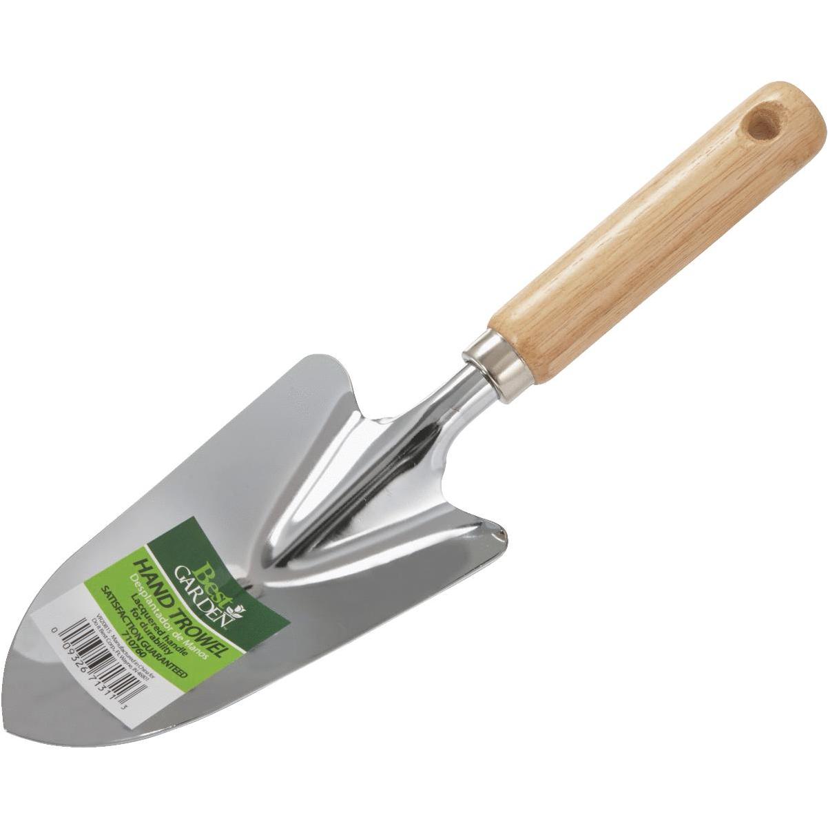 12 Inch Hand Garden Trowel With Chrome-plated Blade And Wooden Handle