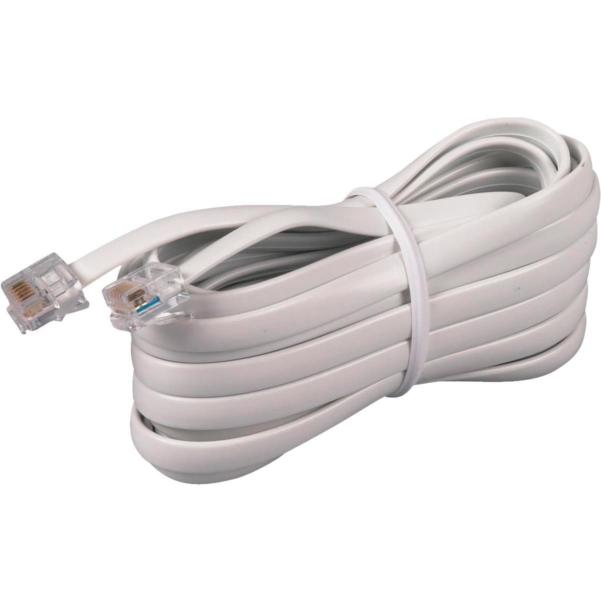 15 Feet White Telephone Cord For 2 Or 4 Wire Systems