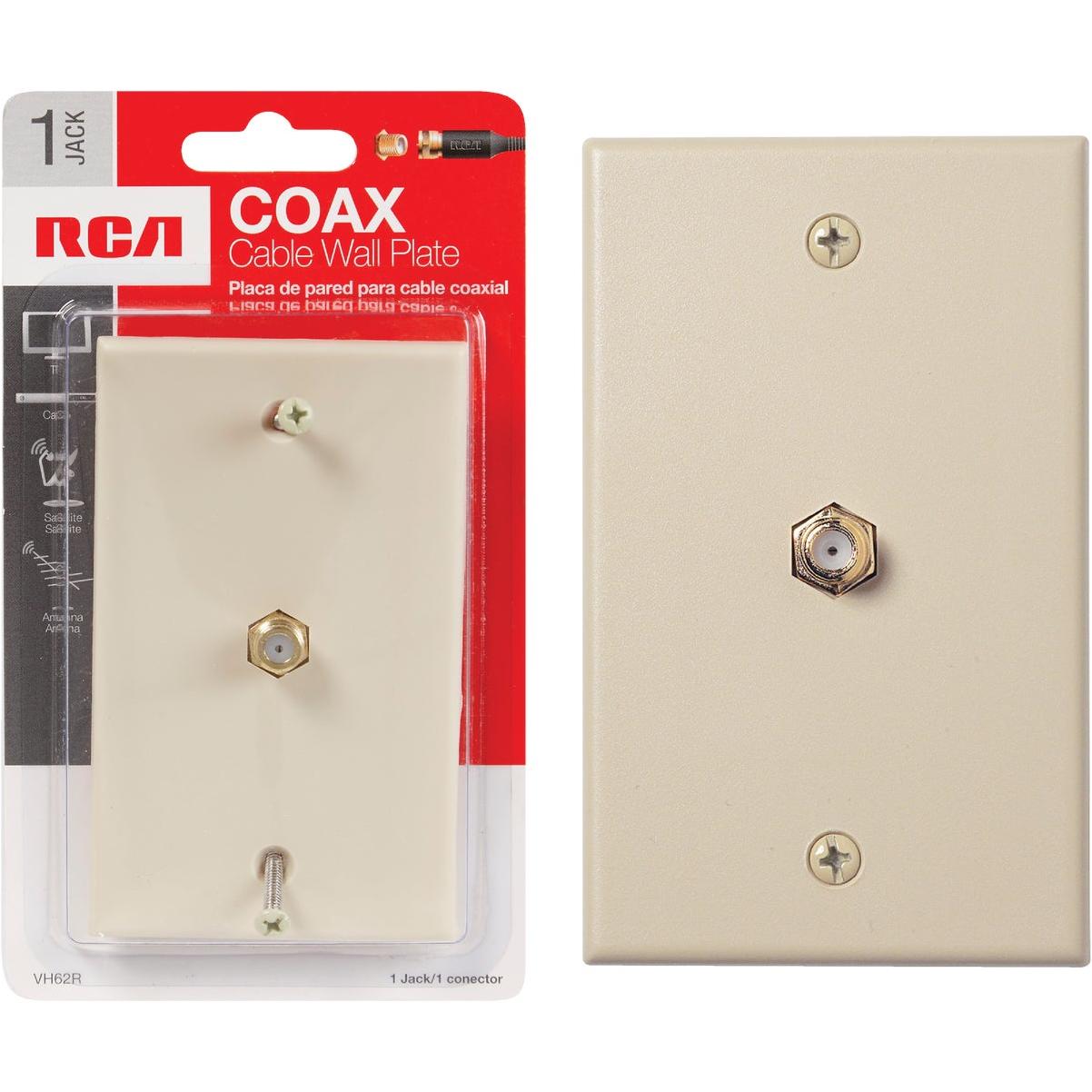 Rca Almond Single F-connector Coaxial Wall Plate For Rg6/rg59 Cables
