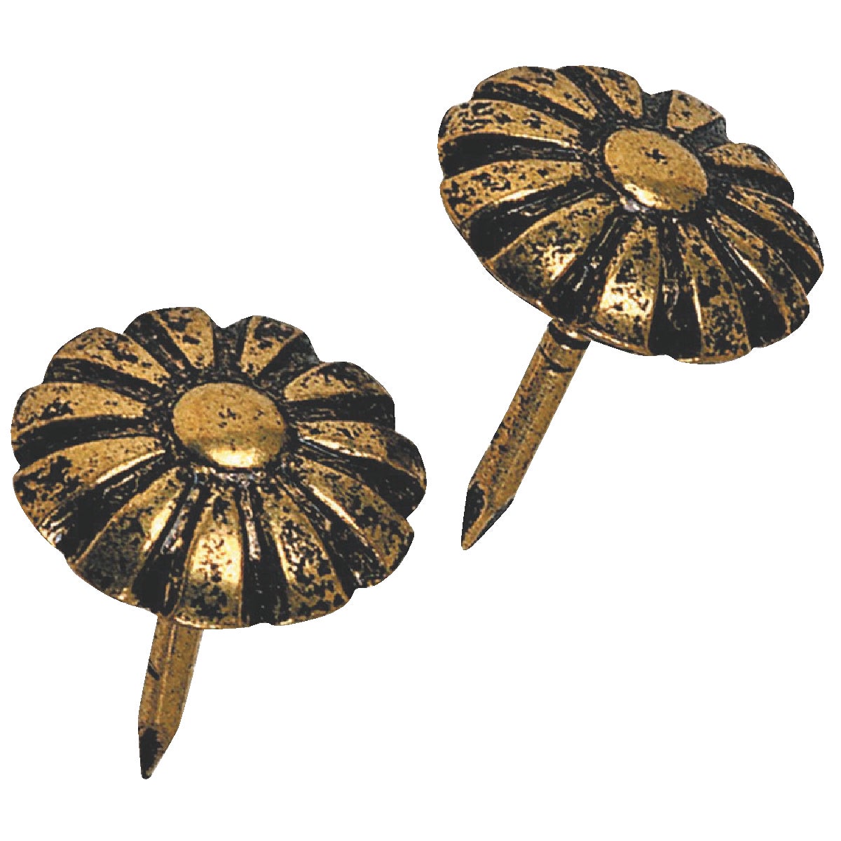 Antique Brass Hammered Furniture Nails - 25 Count