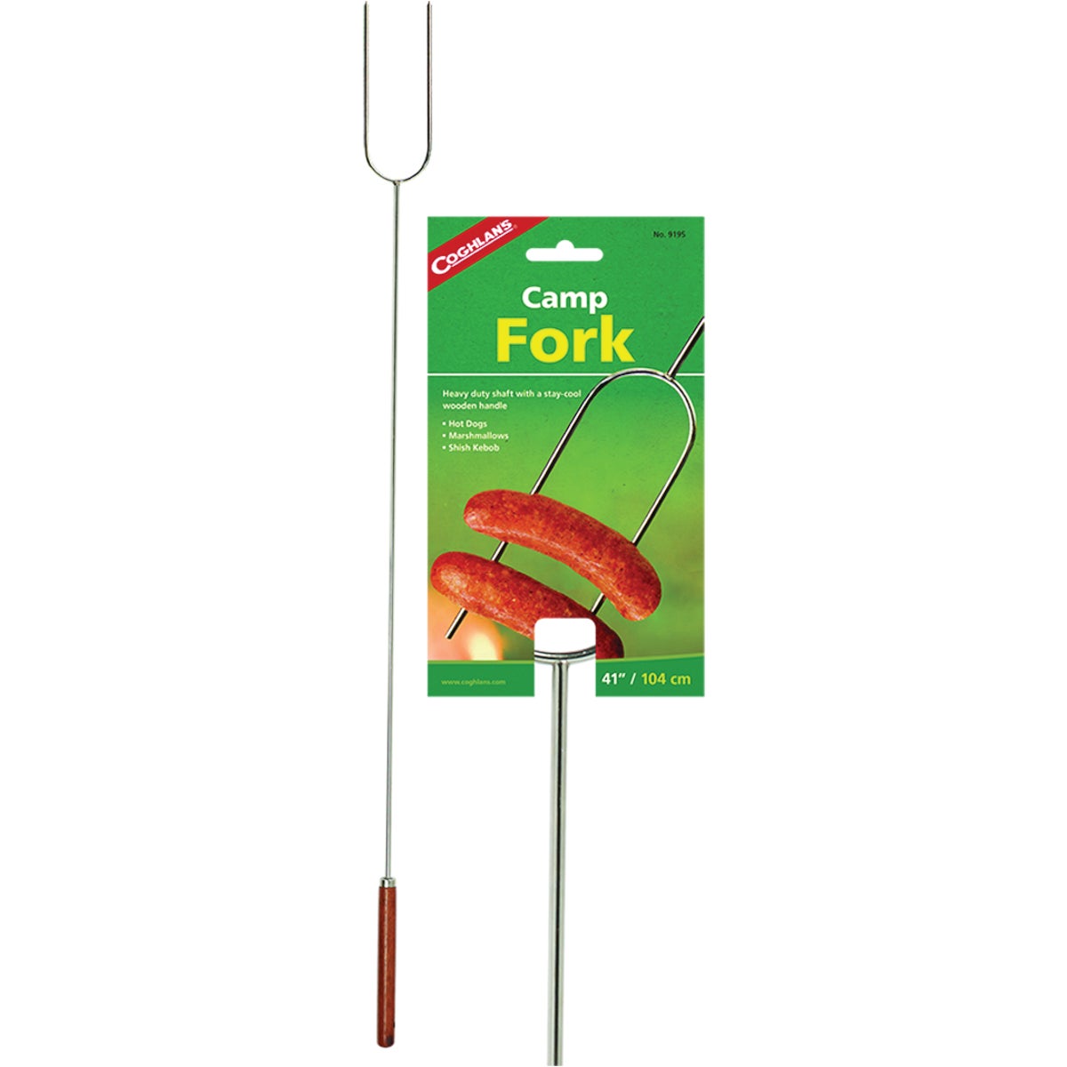 41 Inch Chrome-plated Steel Heavy-duty Camp Fork With Wooden Handle