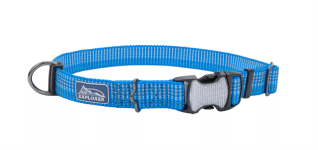 Brights Reflective Adjustable Dog Collar Lake Blue Medium