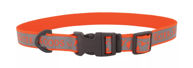 Adjustable Reflective Dog Collar Orange Medium 1" x 14-20"