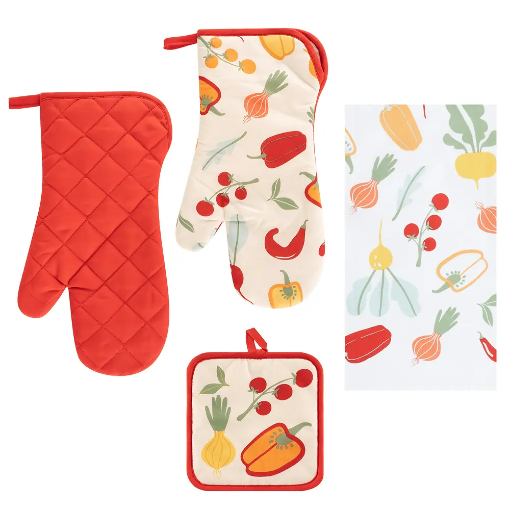 4PC PRINTED KITCHEN SET - VEGETABLES PRINT