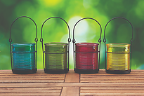 LANTERN 10CM ASSORT COLORS TIN CAN