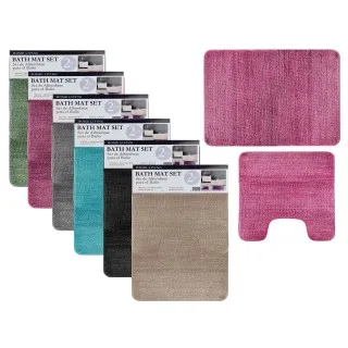 2PC MF HIGH PILE SOLID BATH MAT
