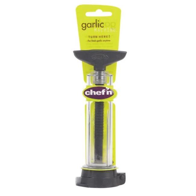 White Plastic Garlic Machine - 7.75" Height, 3" Length, 1.5" Width
