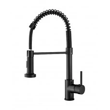 MATTE BLACK STAINLESS STEEL SPRING HOSEE KITCHEN FAUCET